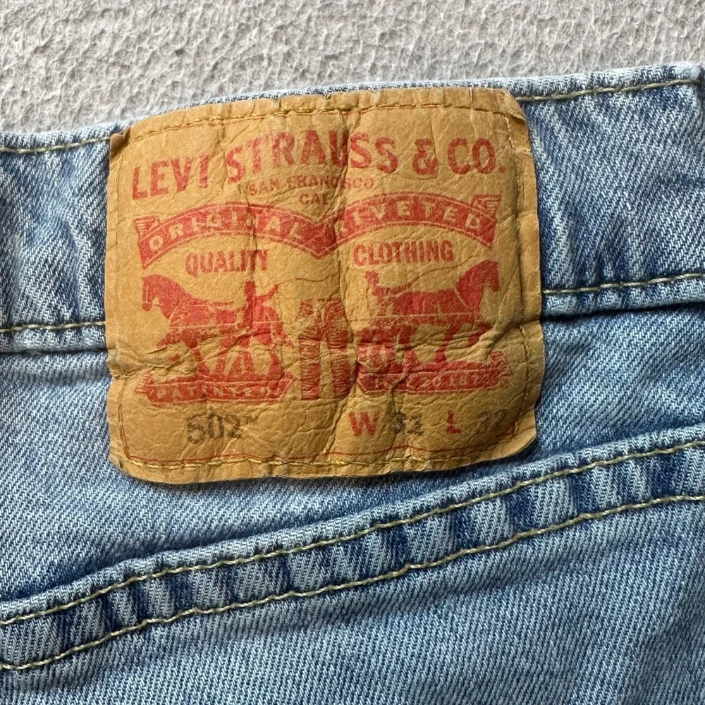 Levi's 502 Jeans Mens 31x32 (30x28) Light Wash Taper Tapered‎ Fit Stretch Denim
